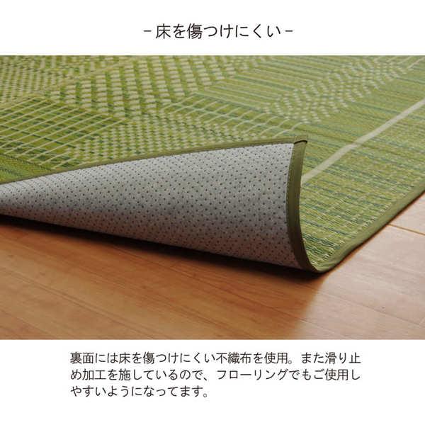 消臭い草 ラグマット/絨毯 〔長方形 リーフ ブラウン 約191×300cm〕 裏：不織布 防滑 抗菌 防臭 湿度調整効果 〔リビング〕