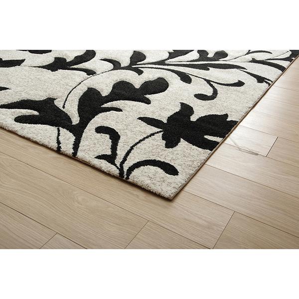トルコ製 ラグマット/絨毯 〔約133×190cm ブラック〕 長方形 抗菌防臭 消臭 へたりにくい ホットカーペット 床暖房対応_9