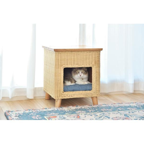 ペットハウス ペット用品 幅40×奥行40×高さ45cm 座れる仕様 木製 パイン ペットスツール プレゼントの画像