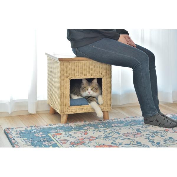 ペットハウス ペット用品 幅40×奥行40×高さ45cm 座れる仕様 木製 パイン ペットスツール プレゼントの画像