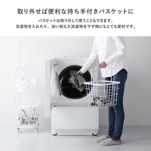 ランドリーラック 3段 ダークブラウン スクエアタイプ 角型 着脱式 洗濯かご キャスター付 ランドリーバスケット 組立式_7