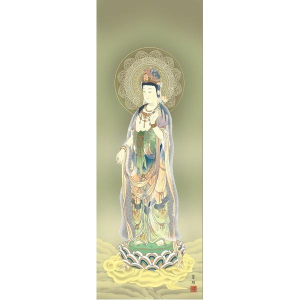 〔 受注生産 〕 鈴木翠朋 仏画掛軸 尺三 「雲上観音」_1