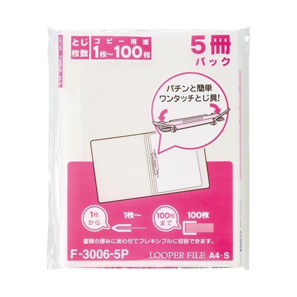 リヒトラブ ルーパーファイル(色透明表紙) A4タテ 2穴 100枚収容 白 F-3006-5P-0 1セット(100冊：5冊×20パック)の画像