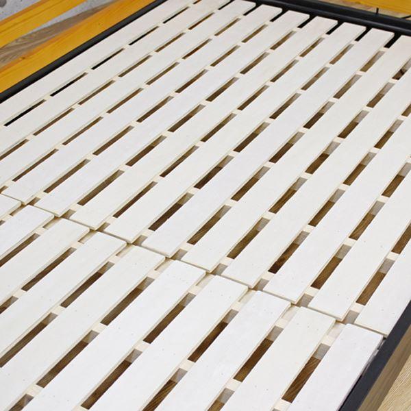 3段 ベッド 幅104cm 直列タイプ ライトブラウン 照明 2口コンセント 宮付き 通気性 すのこ ベッドフレーム ベッドルーム 寝室_4
