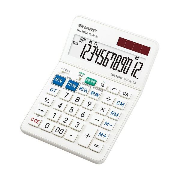 (まとめ) シャープ 軽減税率対応 実務電卓 抗菌仕様 12桁 セミデスクトップタイプ EL-SA92-X 1台 〔×3セット〕の画像