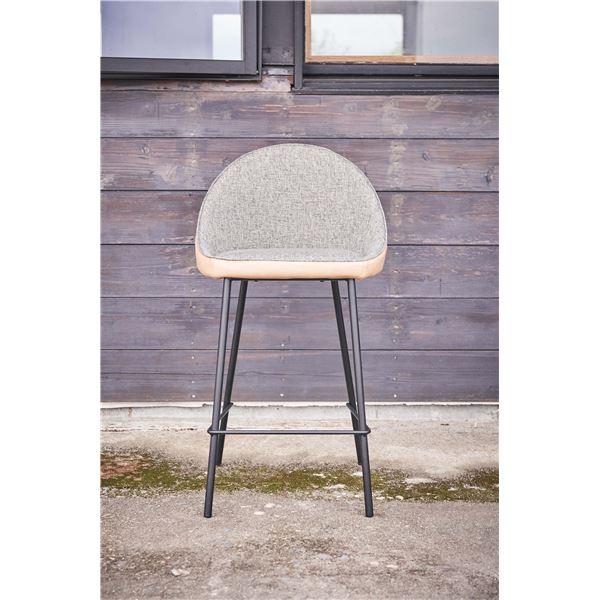 カウンターチェア ハイチェア 約幅47cm ベージュ スチール ソフトレザー 組立品 リビング ダイニング 店舗 飲食店_2