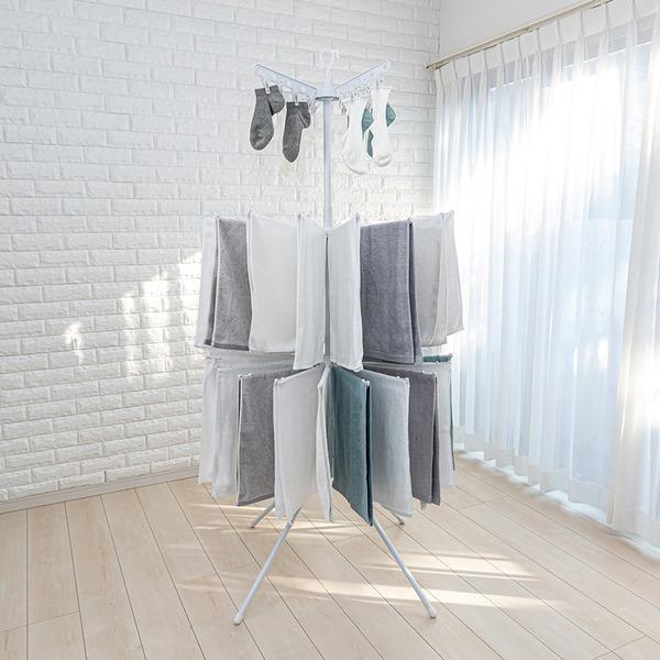 〔3個セット〕 洗濯物干し 物干しスタンド 約直径88×高さ179cm ホワイト セキスイ ものほしスタンド コスモス 洗濯用品の画像
