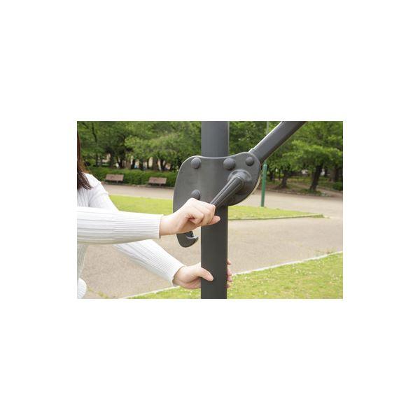 ガーデンパラソル 約幅294×奥行360×高さ252cm グリーン UVカット仕様 組立品 バルコニー ウッドデッキ ベランダの画像