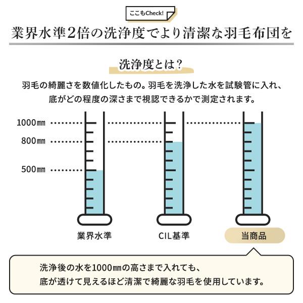 羽毛布団 掛け布団 クイーン アイボリー ダウン90% 350dp パワーアップ加工 抗菌 防臭 防ダニ 日本製 国産 寝具_6
