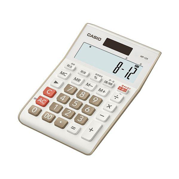 (まとめ）カシオ 余り計算電卓 12桁ミニジャストタイプ ベージュ MP-12R-BE-N 1台〔×5セット〕_1