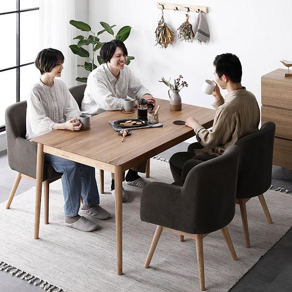 ダイニングセット 5点セット ダイニングテーブル 約幅140cm ダイニングチェア×4脚 キャメル 回転式 天然木 木製 組立品_16