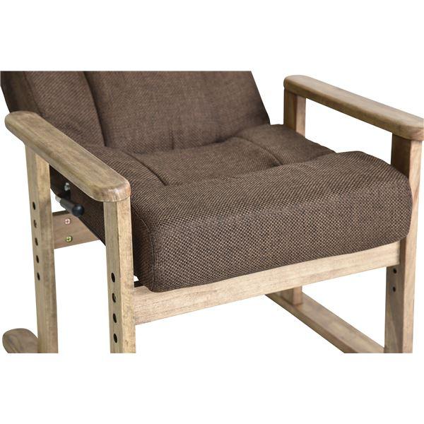 高座椅子 リクライニングチェア 幅58cm 7段階リクライニング 肘付き ファブリック 1人用 ダークブラウン DBR 組立品 チェア用床保護マット