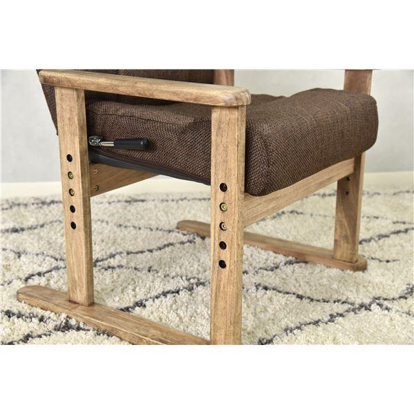 高座椅子 リクライニングチェア 幅58cm 7段階リクライニング 肘付き ファブリック 1人用 ダークブラウン DBR 組立品 チェア用床保護マット