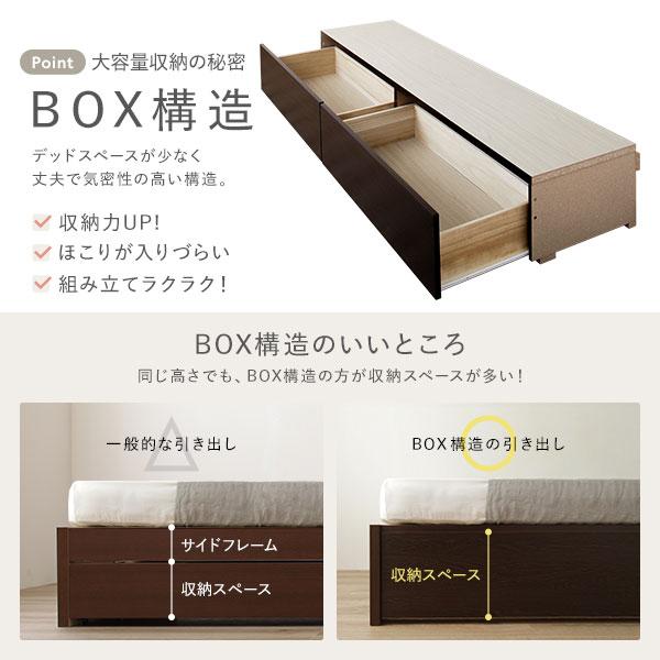 〔お客様組み立て〕 2杯 収納ベッド セミダブル ダークブラウン 日本製 薄型ポケットコイルマットレス付 照明付 コンセント付 引出し付