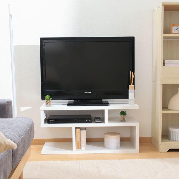 S字型TV台 約80cm幅 オークホワイト 組立品 : 冷え性グッズなら健康