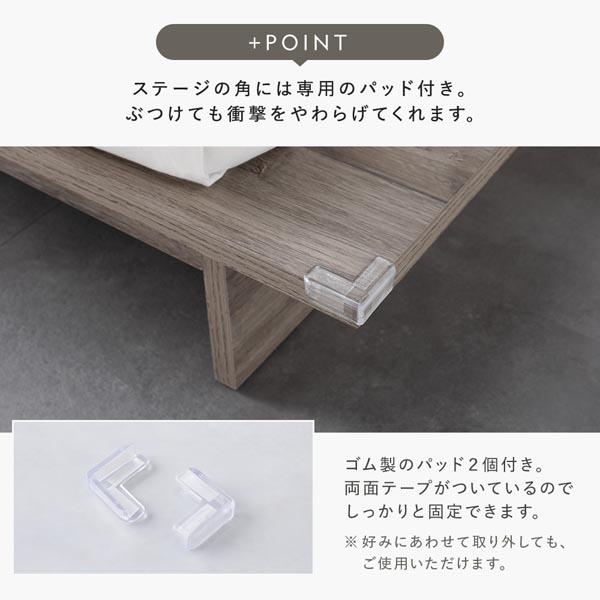 ローベッド ステージタイプ シングル 幅120cm 3ゾーンポケットコイルマットレス付 グレージュ ステージベッド