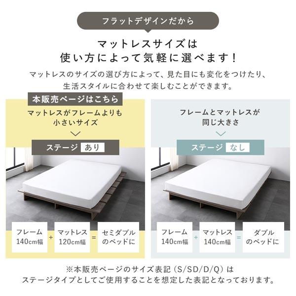 ローベッド ステージタイプ シングル 幅120cm 3ゾーンポケットコイルマットレス付 グレージュ ステージベッド