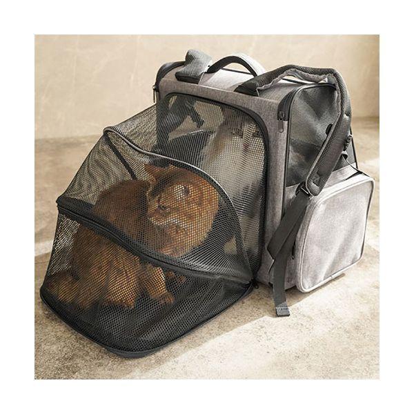 加賀ヘルメット 防災リュック ペット用 ロッジ(リュック単品) 拡張性抜群の多機能キャリーバック グレー BFA-0000PET01_2