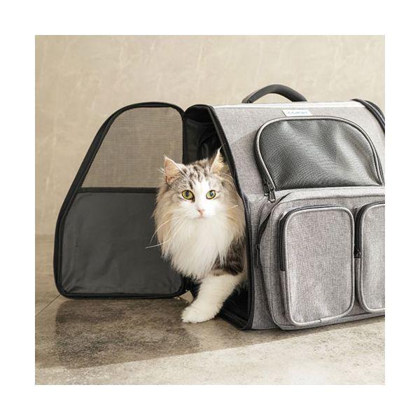 加賀ヘルメット 防災リュック ペット用 ロッジ(リュック単品) 拡張性抜群の多機能キャリーバック グレー BFA-0000PET01_3