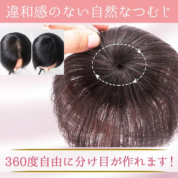 部分ウィッグ 頭頂部 分け目 トップピース 女性 自然 つむじ 白髪