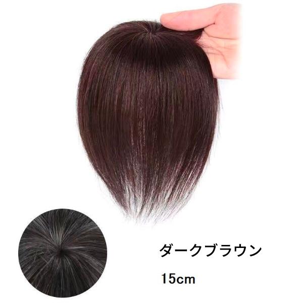 MALIBU ダークブラウン ショートウィッグ クリップ式　部分ウィッグ 部分ウィッグ 頭頂部 分け目 トップピース 女性 自然 つむじ 白髪
