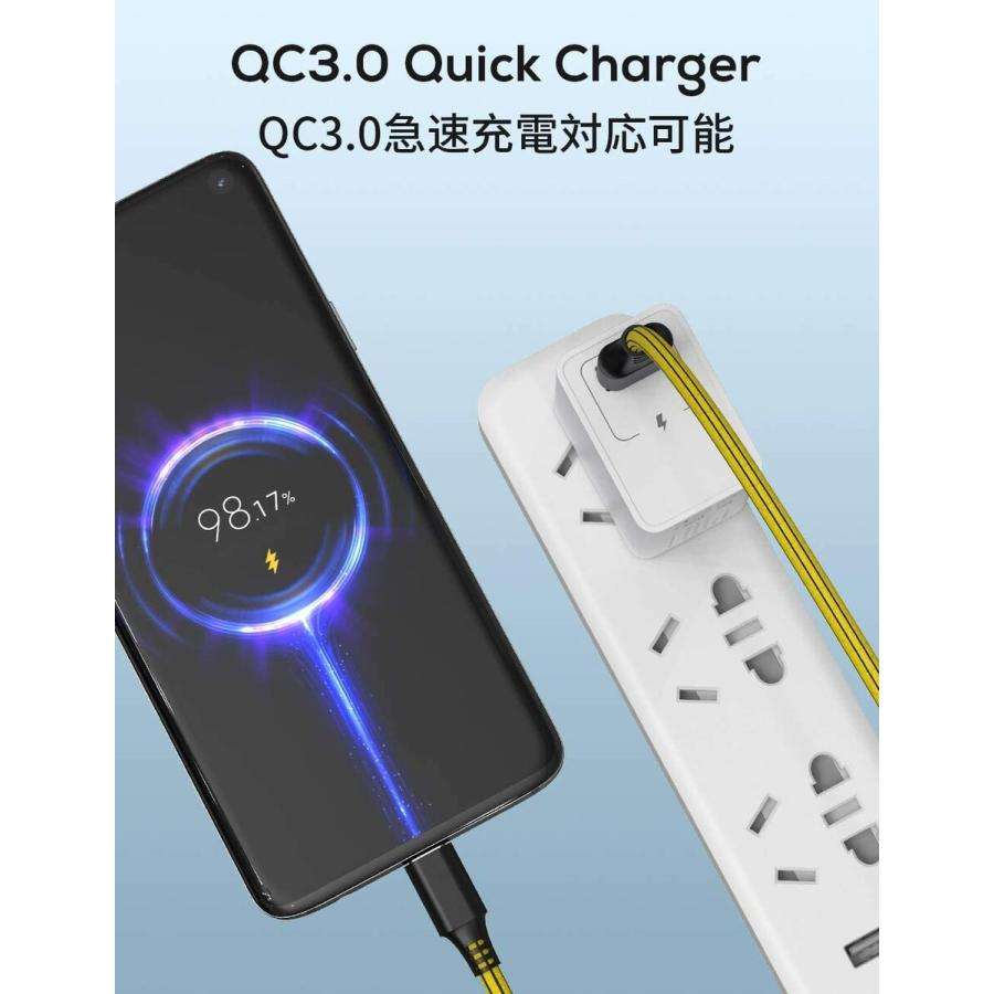 USB Type C ケーブル 【5本セット2M】 タイプc ケーブル データ転送 急速充電 高耐久PVC素材 Samsung Galaxy Huawei Android各種他対応 TC-5cs｜ksw｜02