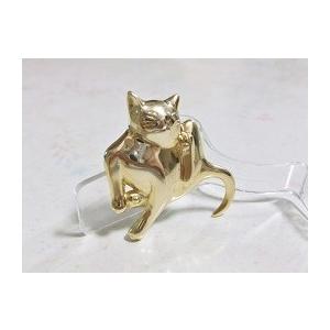 可愛いポーズの猫のゴールドブローチNO.2【工房　heartヤフー店】｜kt-y-koboheart-shop｜02