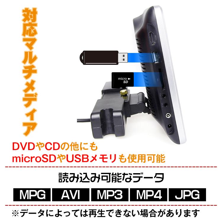 DVDプレーヤー 車載 ヘッドレスト モニター 後部座席 ポータブルDVD