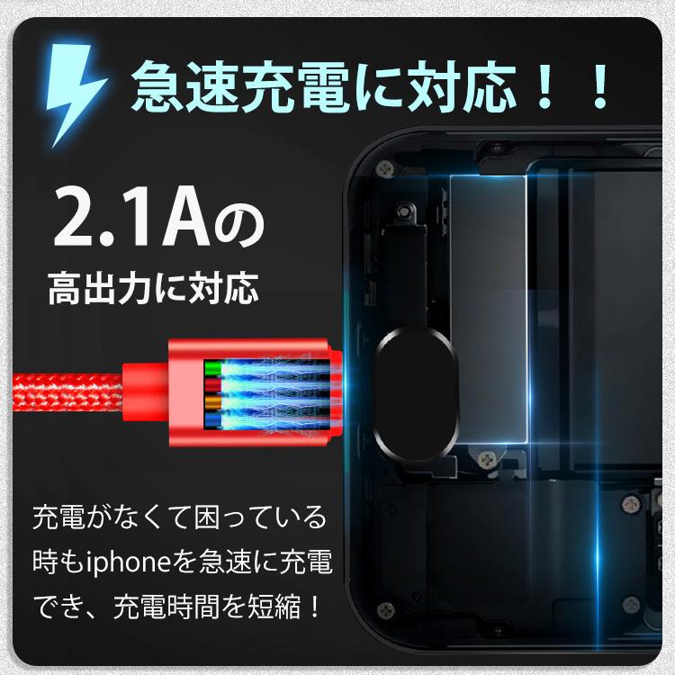 iphoneUSBケーブル USB iphone 充電ケーブル 充電 高速充電対応 2.1A 2