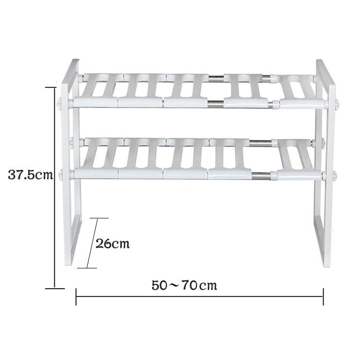 シンク下 収納ラック 伸縮式 キッチン 2段 スライド 高さ調節 簡単 組立 流し台 フライパン 鍋 ラック キッチン 収納 雑貨 新生活 高耐荷重 安定感 省スペース｜kt-zkshop｜11