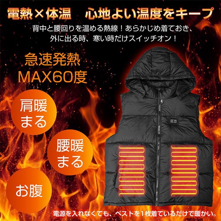 ベスト 防寒 ヒーター チョッキ メンズ レディース ダウン 中綿 ベスト 防寒 ヒーター チョッキ メンズ レディース ダウン 中綿