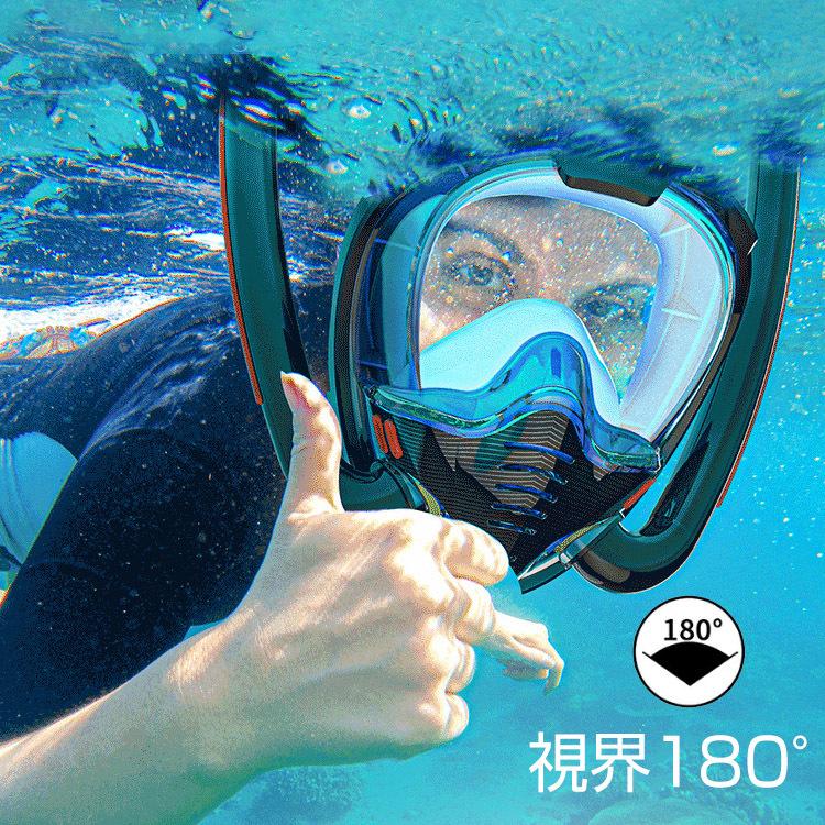 シュノーケルマスク フルフェイス ダブルチューブ シュノーケリング 浸水防止 曇り止め 180度 Gopro Od465 Od465 雑貨ショップk T 通販 Yahoo ショッピング