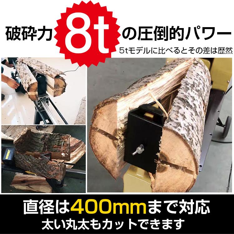 薪割り機 薪割り クサビ 電動 油圧 8t 四分割 カッター 電動薪割り機