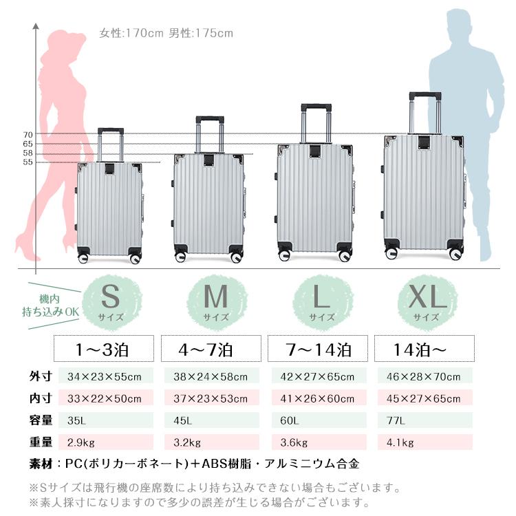 スーツケース Lサイズ 60L キャリーケース キャリーバッグ TSAロック ハードケース 大容量 7〜14泊 軽量 静音 旅行 ビジネス 出張 おしゃれ 頑丈 sg051｜kt-zkshop｜22