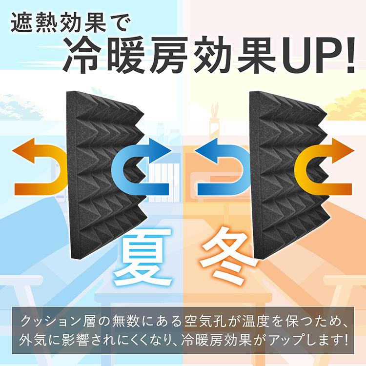 防音シート 吸音材 DIY 30×30×5cm 5cm極厚 6枚 セット 高密度 遮音材 ウレタンフォーム 壁 天井 防音室 吸音対策 騒音対策 楽器 厚手 スポンジ 消音 難燃性｜kt-zkshop｜07