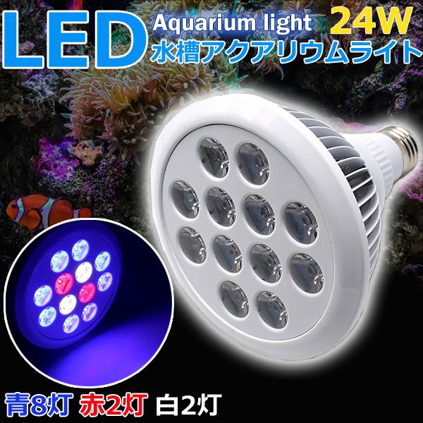 即日発送 水槽照明 アクアリウムライト サンゴ 海水魚 Ledライト 24w E26口金 青8