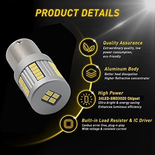 Eluseastar S25 BAZ15D P21/4W LED Bulbs White 6000K Built in Resistor