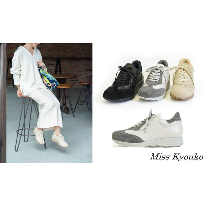 M.&KYOKO ミスキョウコ 4E 隠しゴムレースアップスニーカー M.&KYOKO ミスキョウコ 4E 隠しゴムレースアップスニーカー