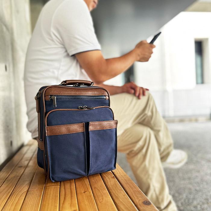 ショルダーバッグ 日本製 33784 【送料無料 SALE】 bag かばん 豊岡製鞄 帆布 キャンバス 縦 縦型 撥水 軽量 2WAY ショッピング 旅行 カーキ 紺 ブレザークラブ | BLAZER CLUB | 03