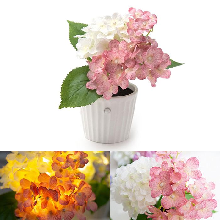 人感センサー付き LEDライト 紫陽花 アレンジ / 花 造花