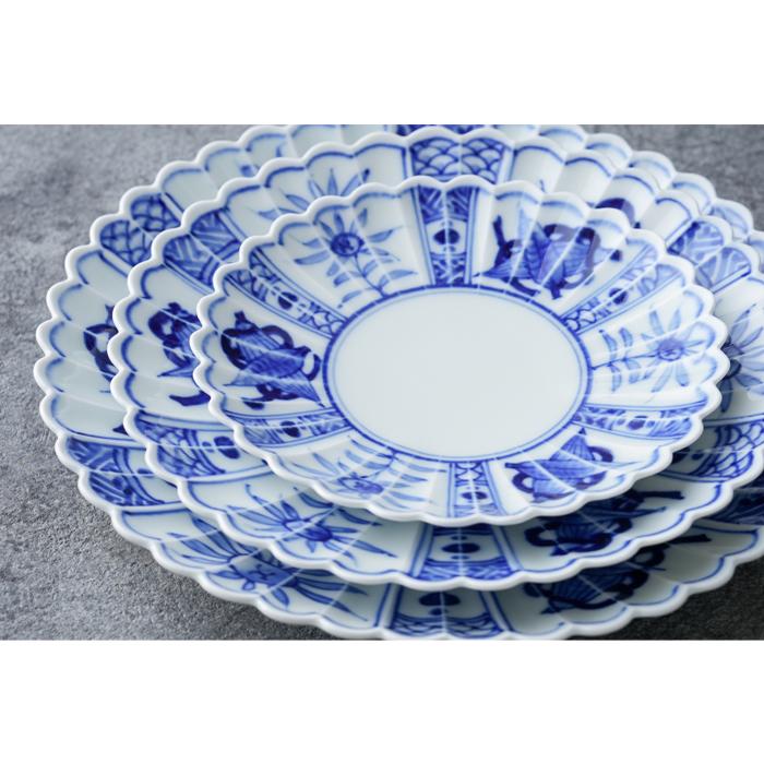 有田HOUEN 有田焼 芙蓉手菊型皿 中 直径約18cm【送料無料】 電子 有田HOUEN 有田焼 芙蓉手菊型皿 中 直径約18cm【送料無料】 電子