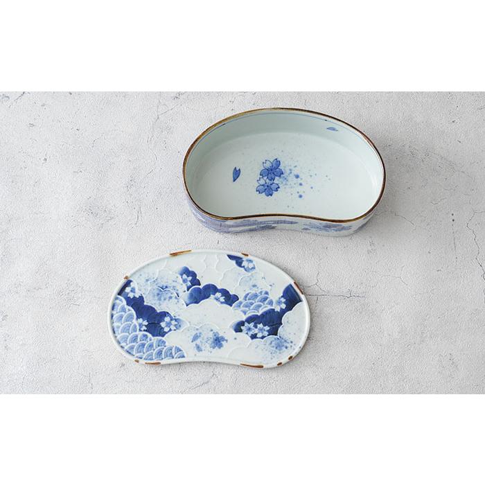 有田HOUEN 有田焼 染付春秋繭型蓋物（大）送料無料 日本製 食器 電子