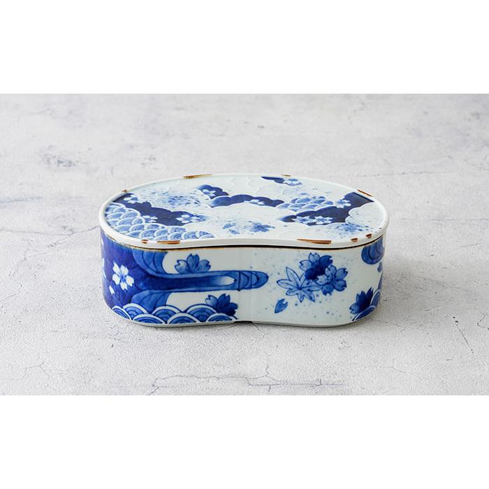 有田HOUEN 有田焼 染付春秋繭型蓋物（大）送料無料 日本製 食器 電子