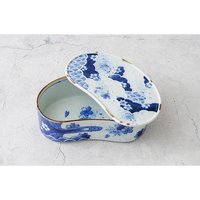 有田HOUEN 有田焼 染付春秋繭型蓋物（大）送料無料 日本製 食器 電子