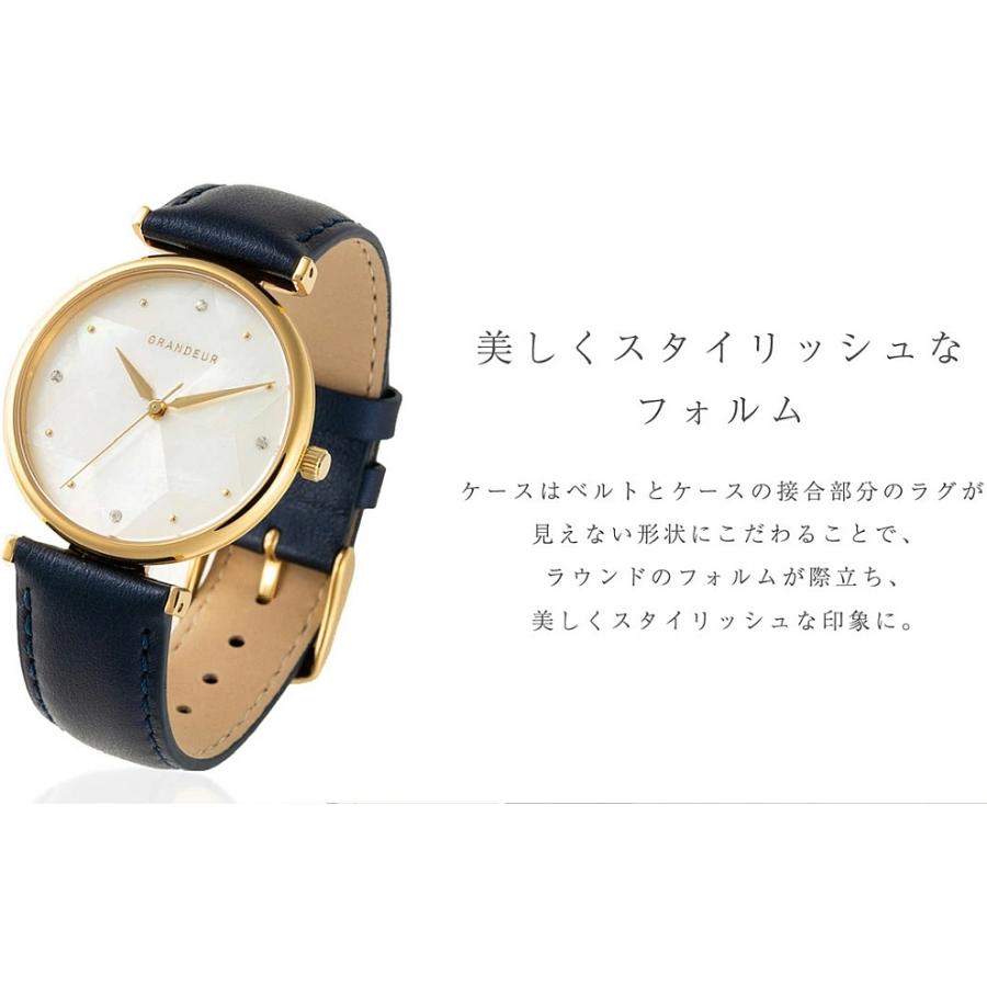 腕時計 うす型 レディース グランドールエレガンス ESL079 【送料無料 SALE】 Grandeur Elagance watch ステンレス 牛革ベルト ウォッチ 日常生活防水 1年保証 | GRAN DEUR | 05