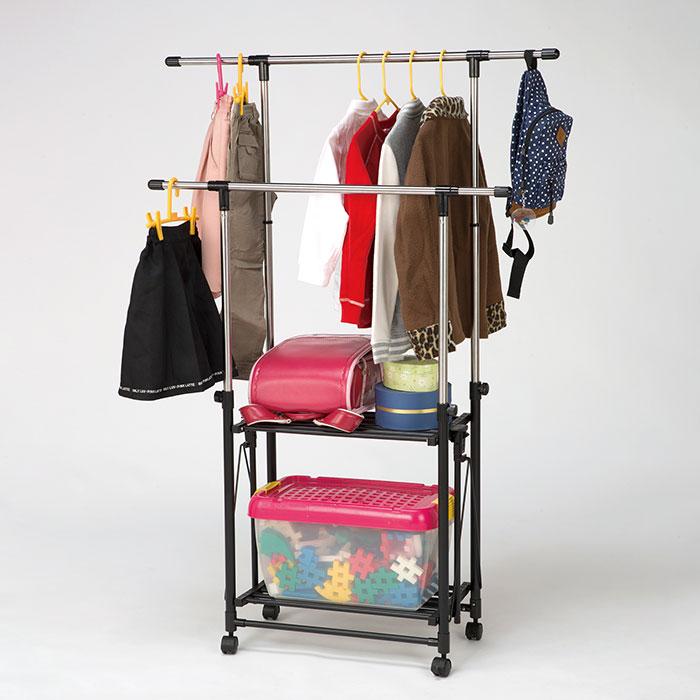 折りたたみ式収納ラック ワンタッチオーガナイザー ブラウン2個セット