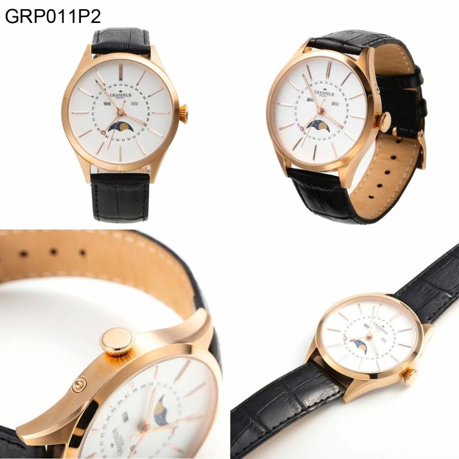 GRANDEUR PLUS グランドールプラス GRP011P2 ムーンフェイズ 牛革 レザー ウォッチ【送料無料】 watch 時計 お祝い プレゼント 【TVドラマ使用モデル】 1年保証｜ktrend｜02