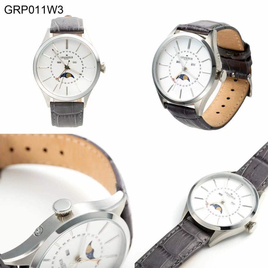 GRANDEUR PLUS グランドールプラス GRP011W3 ムーンフェイズ 牛革 レザー ウォッチ【送料無料】 watch 時計 お祝い プレゼント 【TVドラマ使用モデル】 1年保証の画像