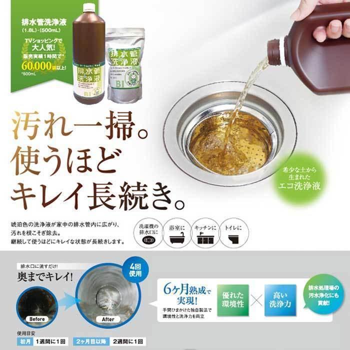 排水管洗浄液 ボトル 2本セット (1.8リットル×2本)【送料無料