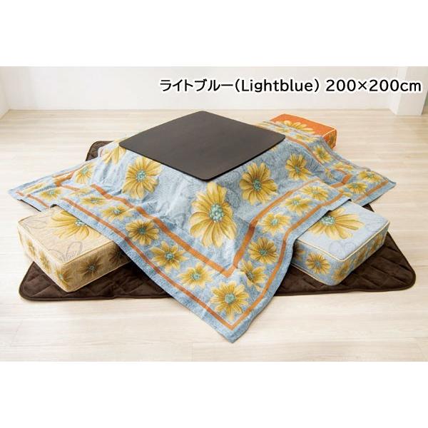 マルチカバー マルゲリータ（約240×280cm） 【送料無料】 ベッドカバー ベッドスプレッド ベージュ オレンジ ブルー 花柄 フラワー 洗濯機可 イタリア製の画像